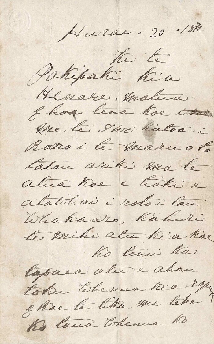 Letter from Hami Te Kuru to Henare Matua