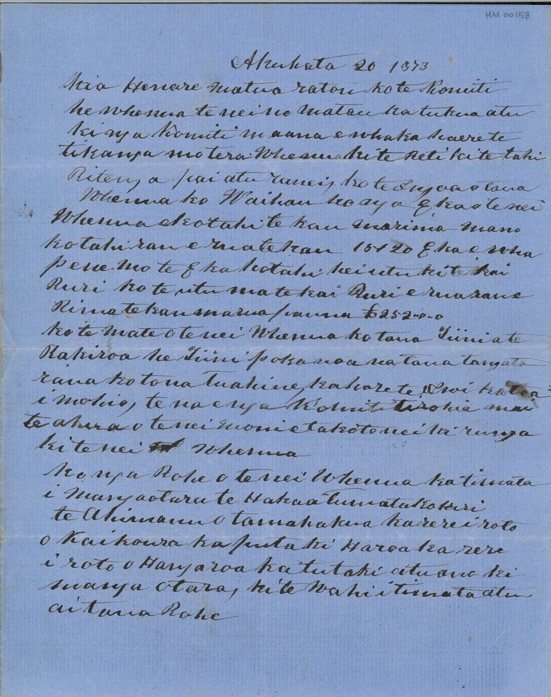 Petition from Paora Te Apatu to Henare Matua &amp; his komiti