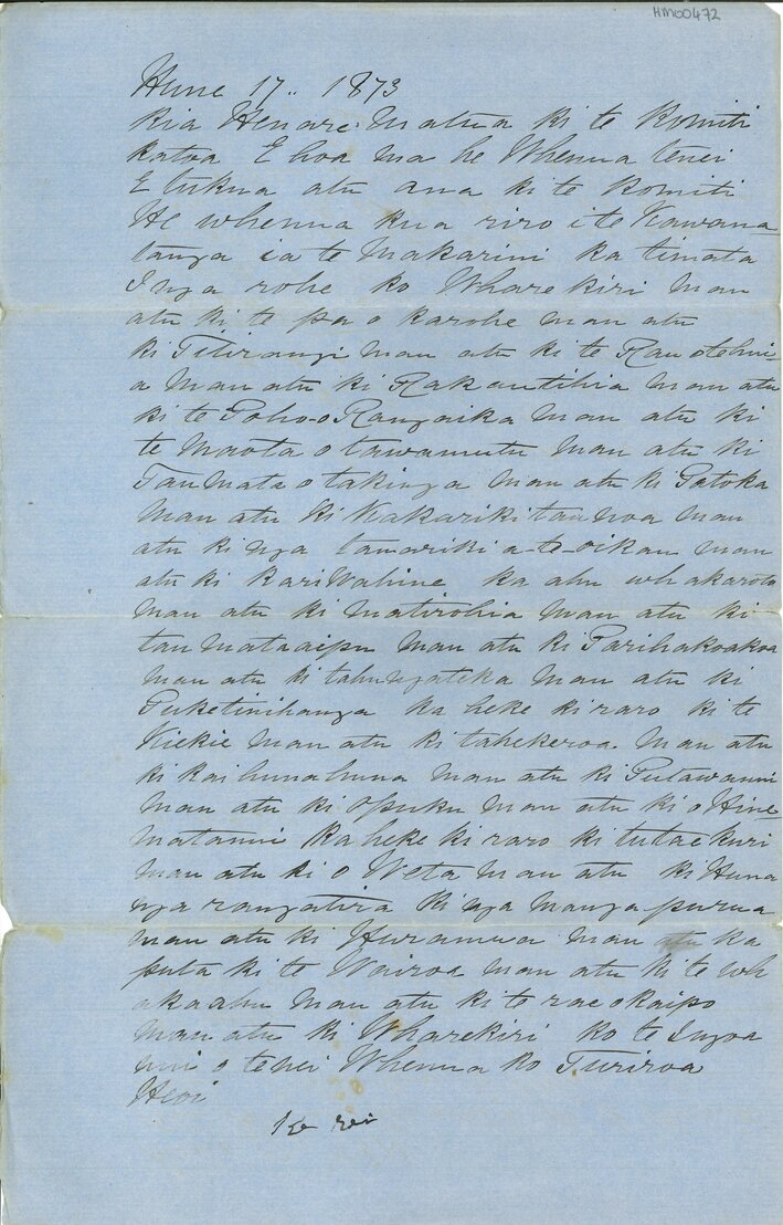Letter from Kerei Te Ota to Henare Matua