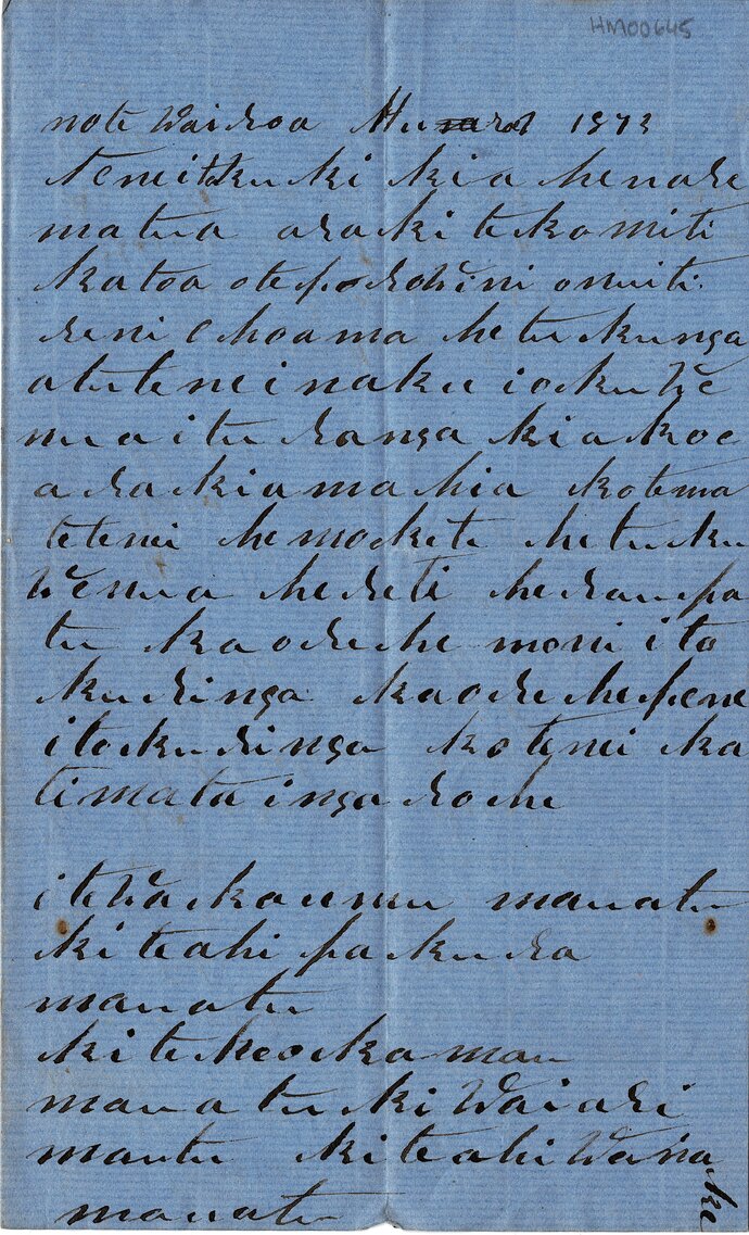 Letter from Arapera Taiaroa &amp; Honeri Kuhukuhu to Henare Matua