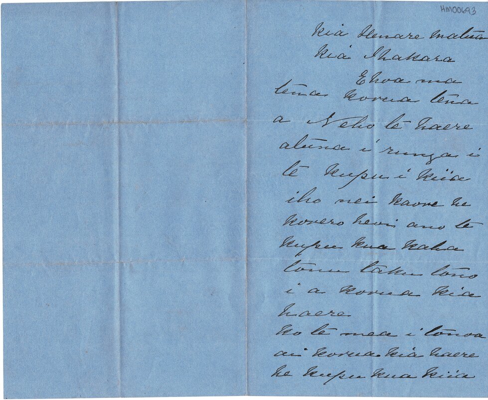Letter from Apiata Hungahunga to Henare Matua and Ihaka Whaitiri