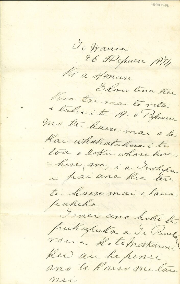 Letter from Pene Rire to Henare Matua