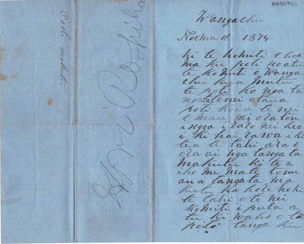 Letter from Nga tangata o Wangaehu to Komiti
