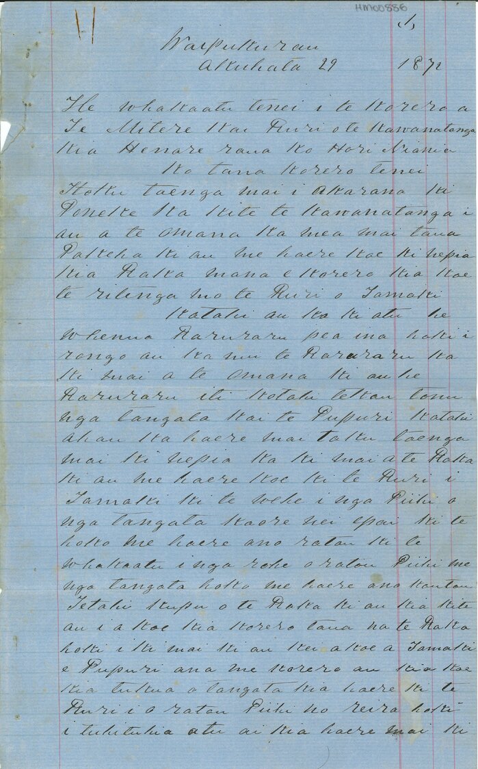 Record of conversation between Henare Matua and Te Mitere