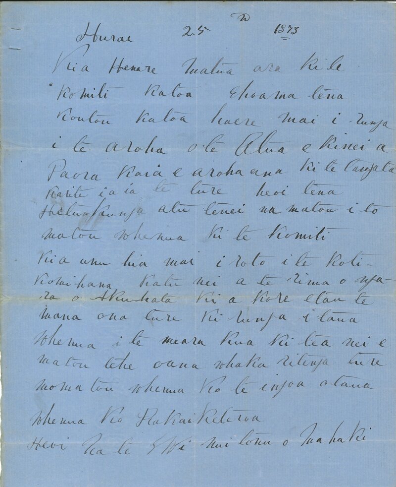 Letter to Henare Matua and Komiti